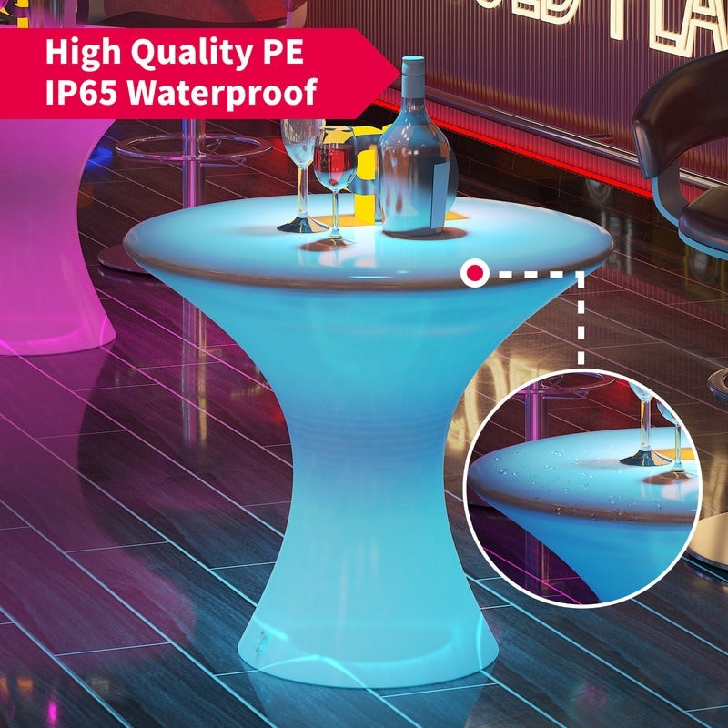 Table basse Mixoy à LED changeantes, table à vin rechargeable et sans fil, meuble d'ambiance pour terrasse, piscine