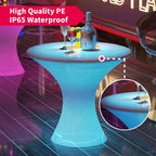 Table basse Mixoy à LED changeantes, table à vin rechargeable et sans fil, meuble d'ambiance pour terrasse, piscine