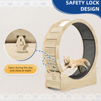 Moasis 43,3 pouces Grand tapis de course en bois pour chat avec roue d'exercice et piste recouverte de moquette