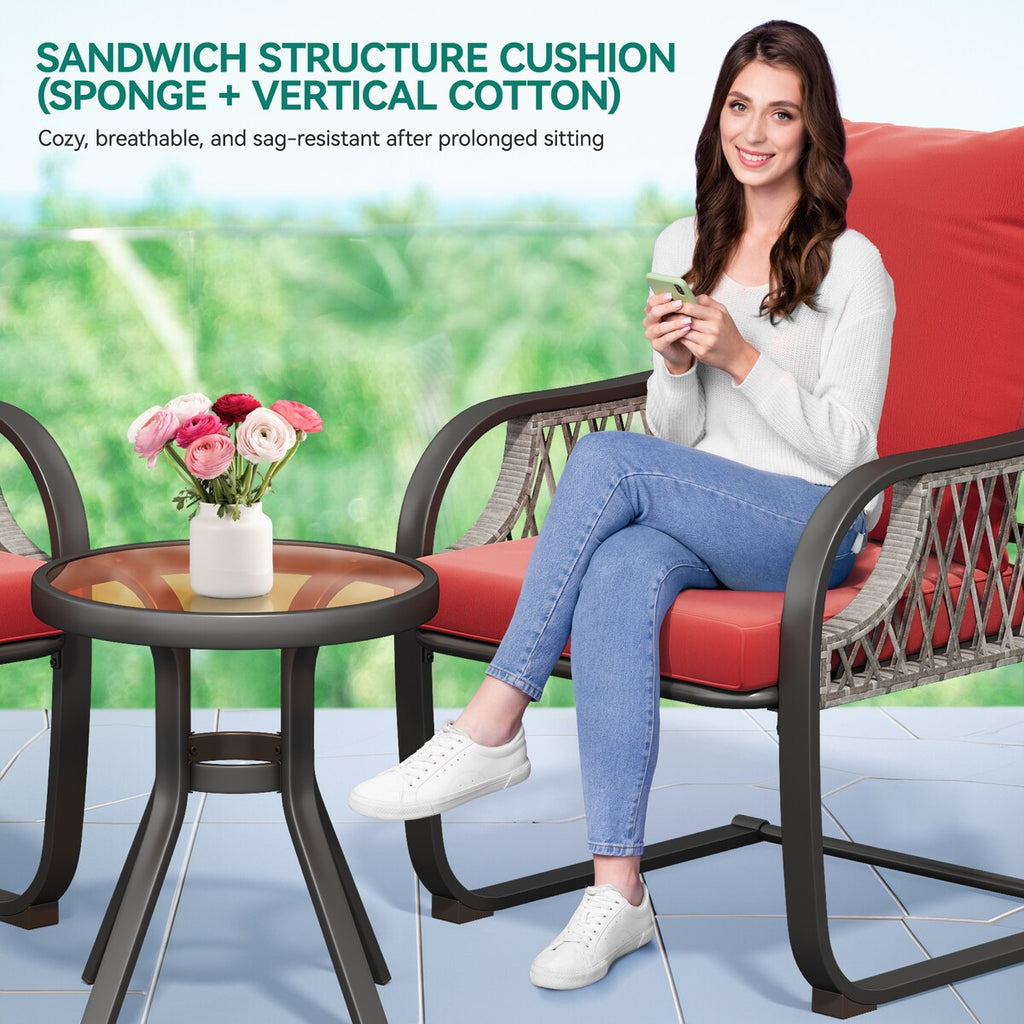 Ensemble de bistrot de jardin Moasis Red 3 pièces avec sièges rembourrés