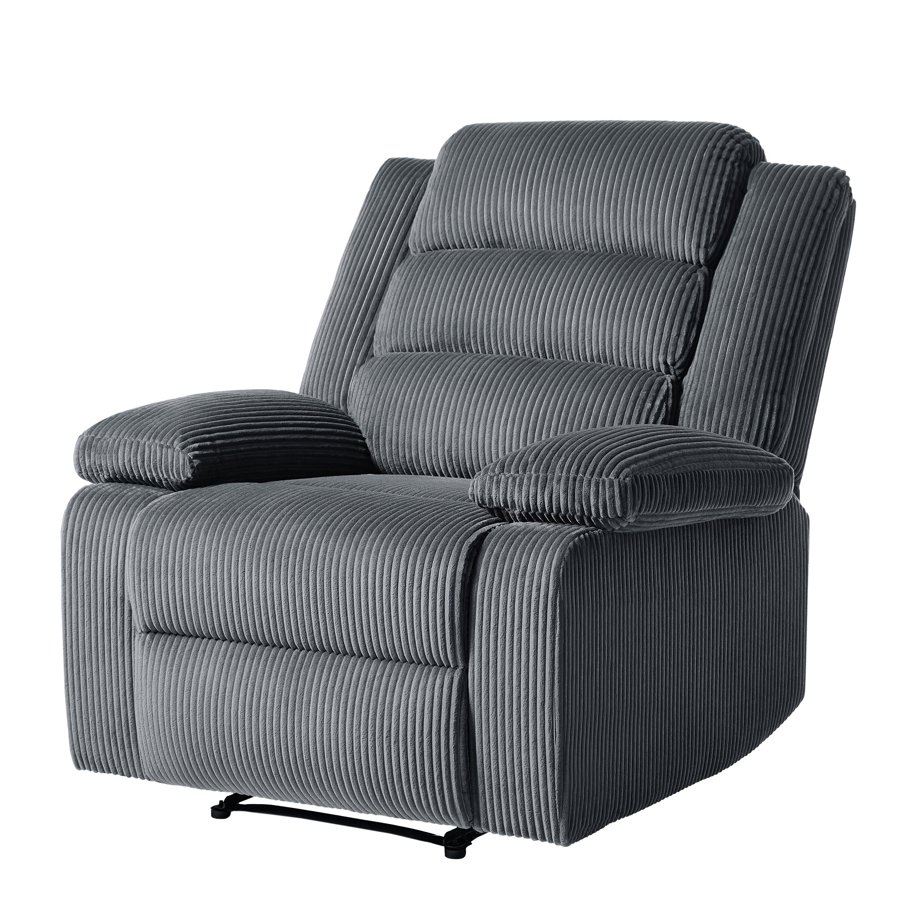 Fauteuil inclinable manuel moderne en velours côtelé, fauteuil inclinable réglable avec accoudoirs larges