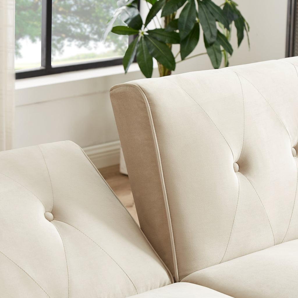 Canapé-lit futon moderne, canapé-lit convertible avec pieds fuselés en bois, 78,35 l, petit canapé à dossier divisé pour salon