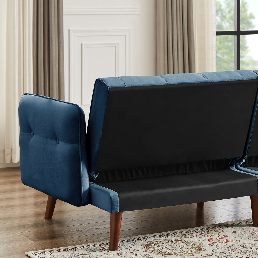 Canapé-lit futon moderne, canapé-lit convertible avec pieds fuselés en bois, 78,35 l, petit canapé à dossier divisé pour salon