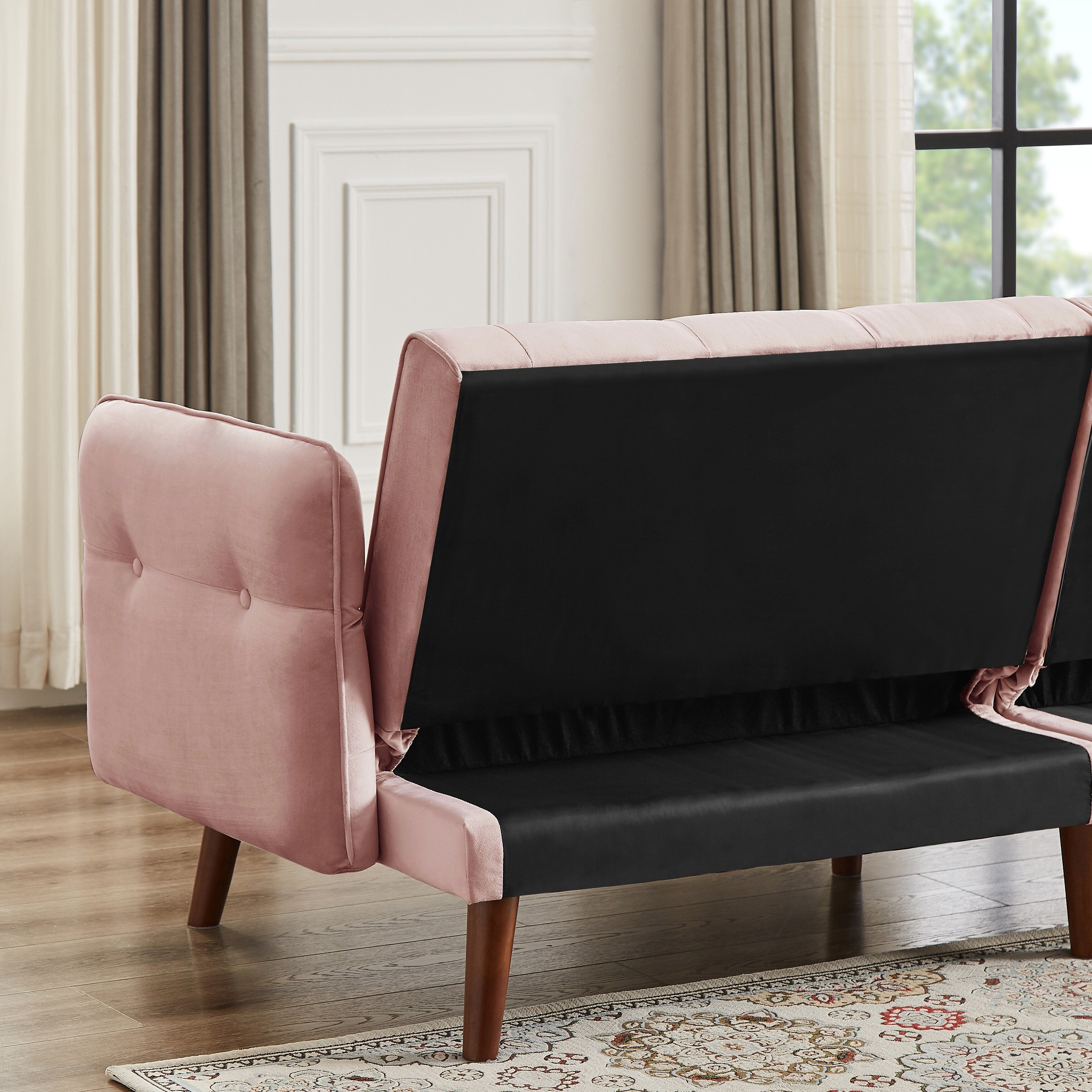 Canapé-lit futon moderne, canapé-lit convertible avec pieds fuselés en bois, 78,35 l, petit canapé à dossier divisé pour salon