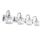 Applique murale linéaire moderne et glamour à 3 ou 4 lumières en cristal, à intensité variable, pour salle de bain.