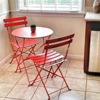 Ensemble bistrot pliant en métal 3 pièces, résistant aux intempéries, pour l'extérieur et l'intérieur, idéal pour la terrasse, la cour et le jardin.