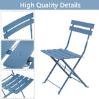 Ensemble bistrot pliant en métal 3 pièces, résistant aux intempéries, pour l'extérieur et l'intérieur, idéal pour la terrasse, la cour et le jardin.