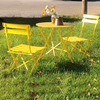 Ensemble bistrot pliant en métal 3 pièces, résistant aux intempéries, pour l'extérieur et l'intérieur, idéal pour la terrasse, la cour et le jardin.