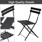 Ensemble bistrot pliant en métal 3 pièces, résistant aux intempéries, pour l'extérieur et l'intérieur, idéal pour la terrasse, la cour et le jardin.