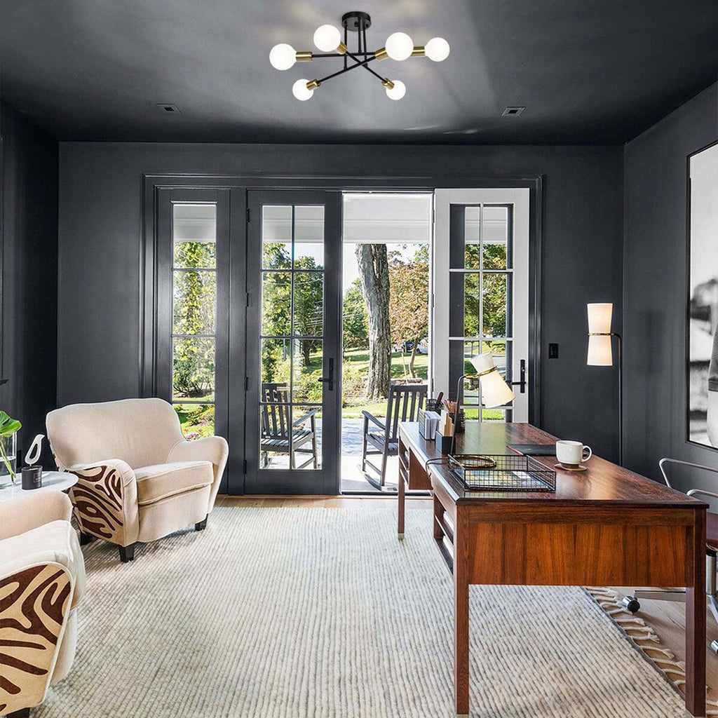 Plafonnier semi-encastré Sputnik moderne en métal léger de 60 cm (23,62 po)