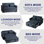 Canapé-lit gigogne moderne, canapé-lit 3 en 1 avec dossier réglable, causeuse en velours, oreillers et poches latérales