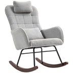 Fauteuil à bascule rembourré moderne pour chambre d'enfant avec dossier haut, appui-tête et coussin lombaire pour salon ou chambre