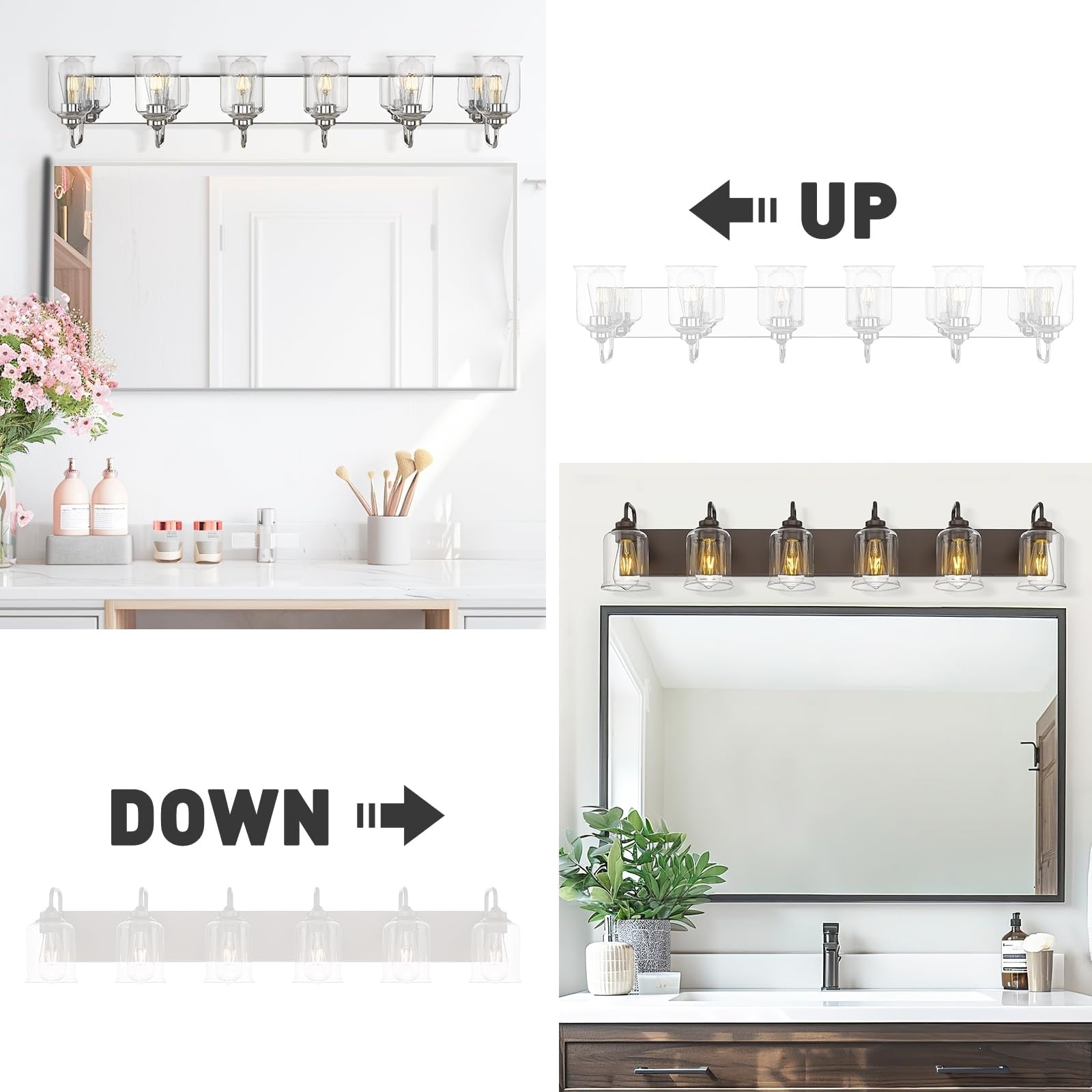 Appliques murales modernes à 3/4/5/6 lumières au-dessus du miroir pour salle de bain