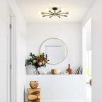 Plafonnier semi-encastré Sputnik noir/doré, idéal pour salon, cuisine, bureau, chambre ou hall d'entrée.