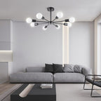 Plafonnier semi-encastré Sputnik noir/doré, idéal pour salon, cuisine, bureau, chambre ou hall d'entrée.