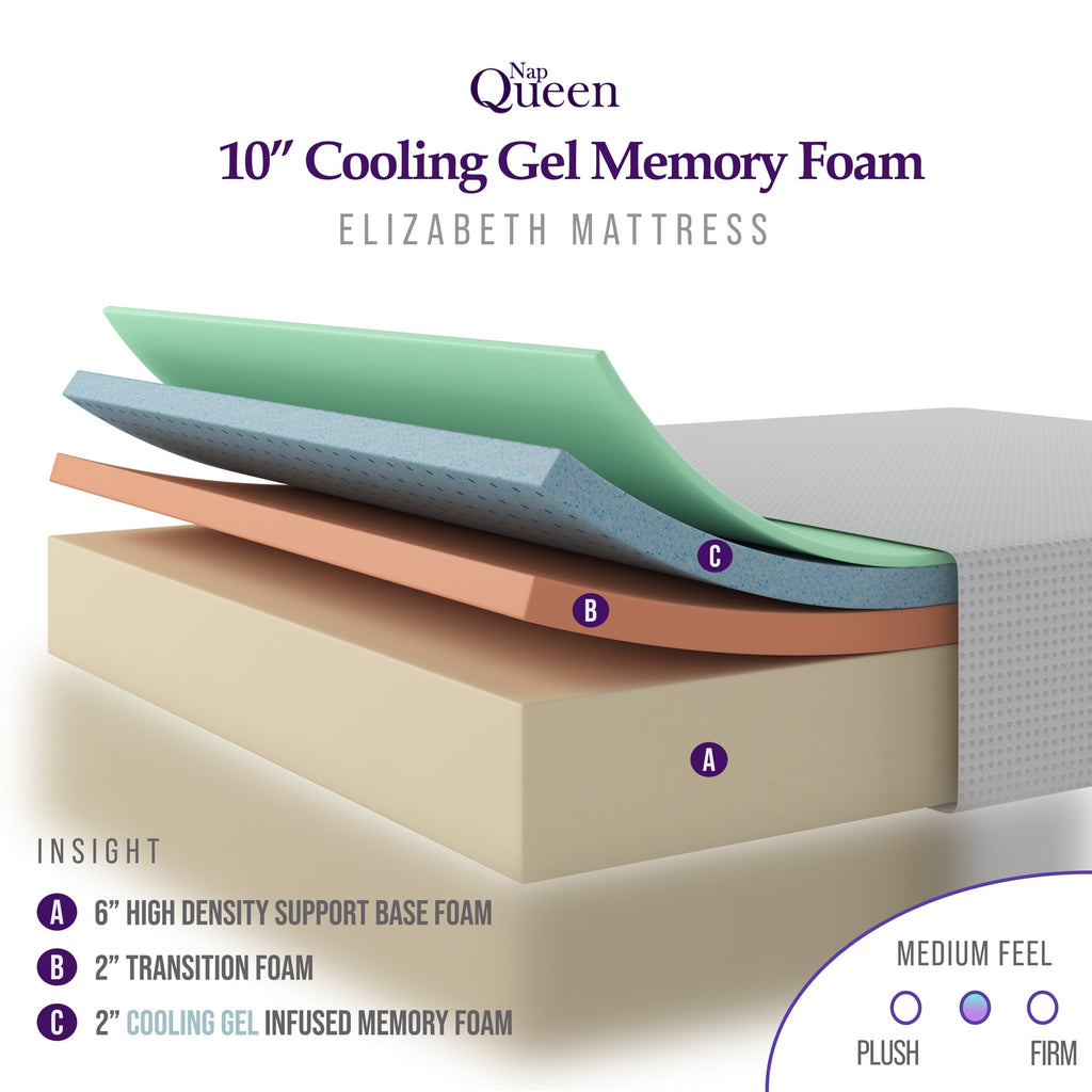 Matelas en mousse à mémoire de forme avec gel rafraîchissant NapQueen Elizabeth 10