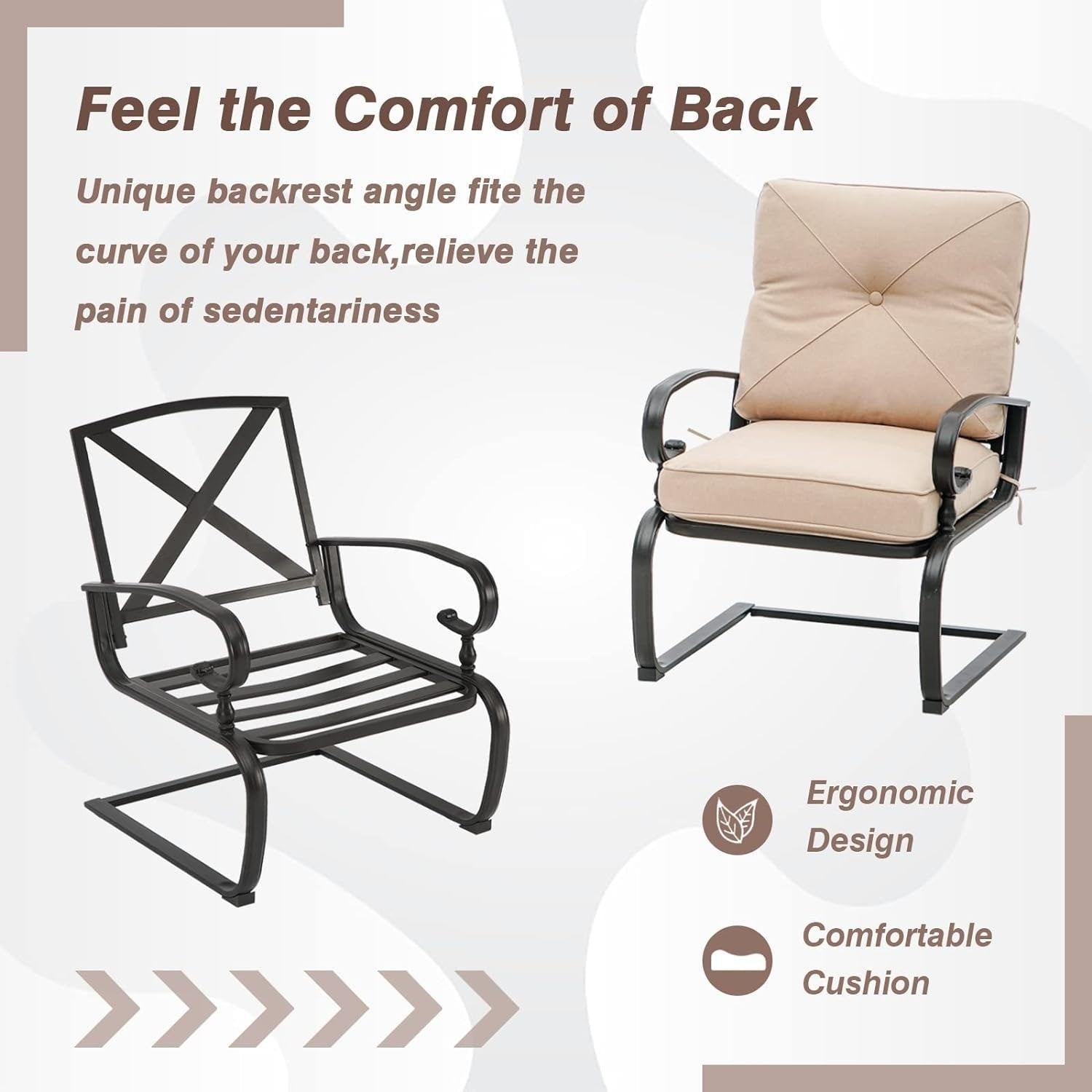 Ensemble bistrot d'extérieur 3 pièces Nista avec coussins et table basse, à ressorts en C, par Havenside Home