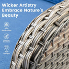 Ensemble de 9 chaises pivotantes d'extérieur en osier OVIOS avec table à feu