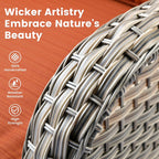 Ensemble de 9 chaises pivotantes d'extérieur en osier OVIOS avec table à feu