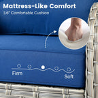 Ensemble de 9 chaises pivotantes d'extérieur en osier OVIOS avec table à feu