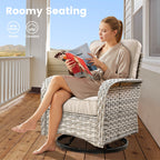 Ensemble de 9 chaises pivotantes d'extérieur en osier OVIOS avec table à feu