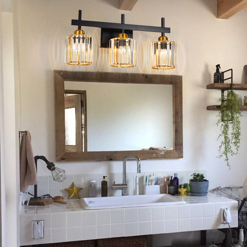 Applique murale moderne à 3/4/5 lumières en cristal, à intensité variable, au-dessus du miroir de salle de bain