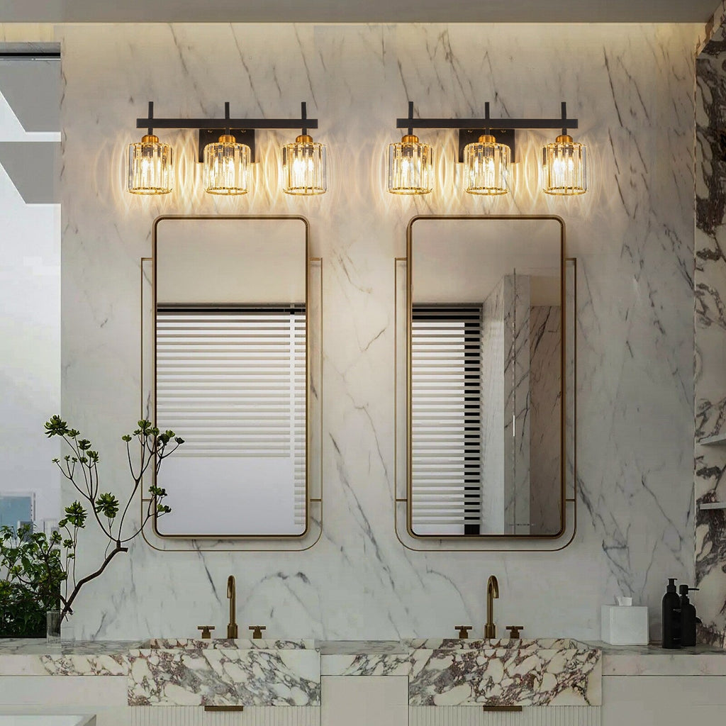 Applique murale moderne à 3/4/5 lumières en cristal, à intensité variable, au-dessus du miroir de salle de bain