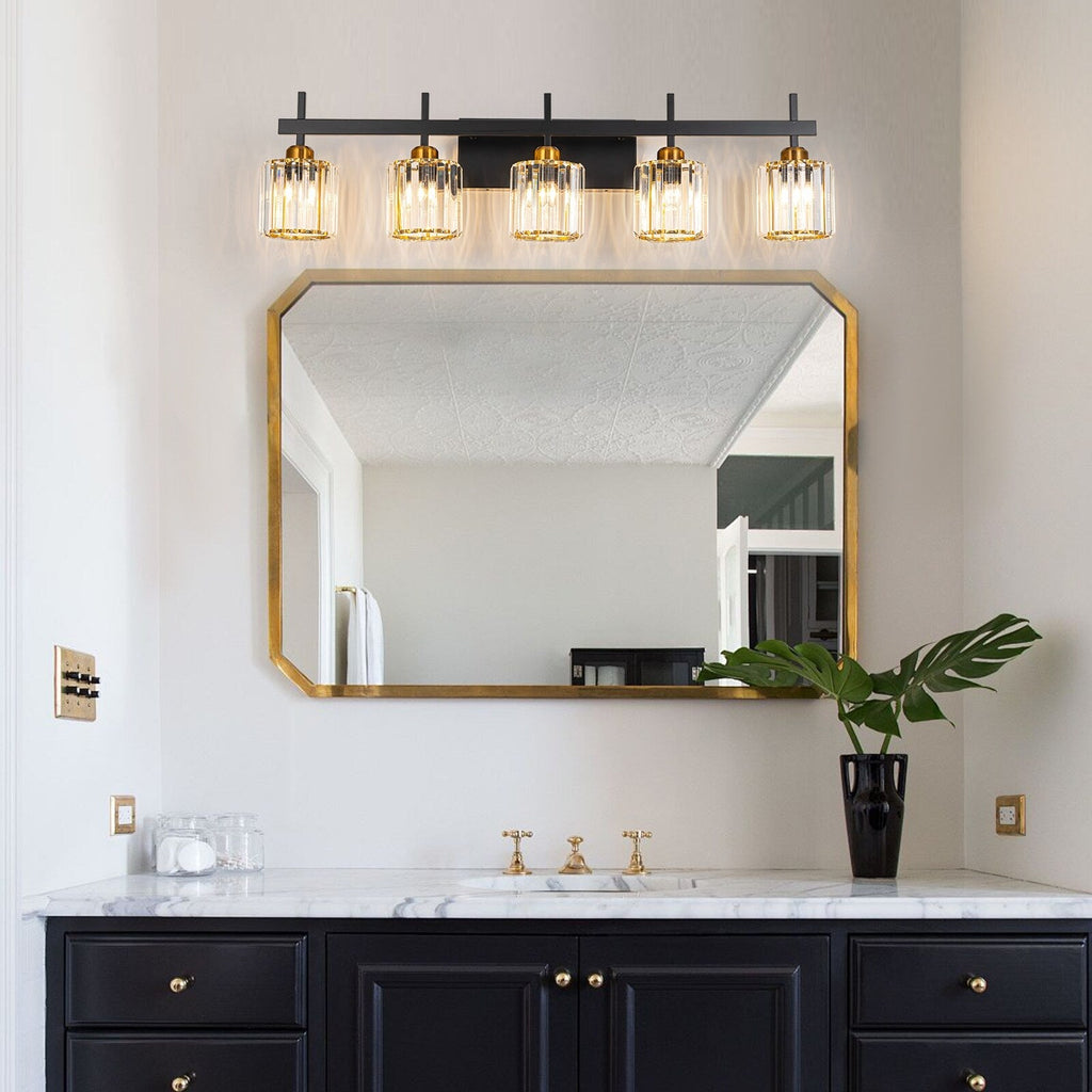 Applique murale moderne à 3/4/5 lumières en cristal, à intensité variable, au-dessus du miroir de salle de bain