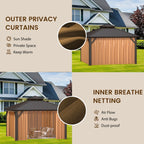 Tonnelle d'extérieur à toit rigide avec double toit en acier galvanisé et cadre en aluminium, pergola extérieure avec rideaux et filets haut de gamme