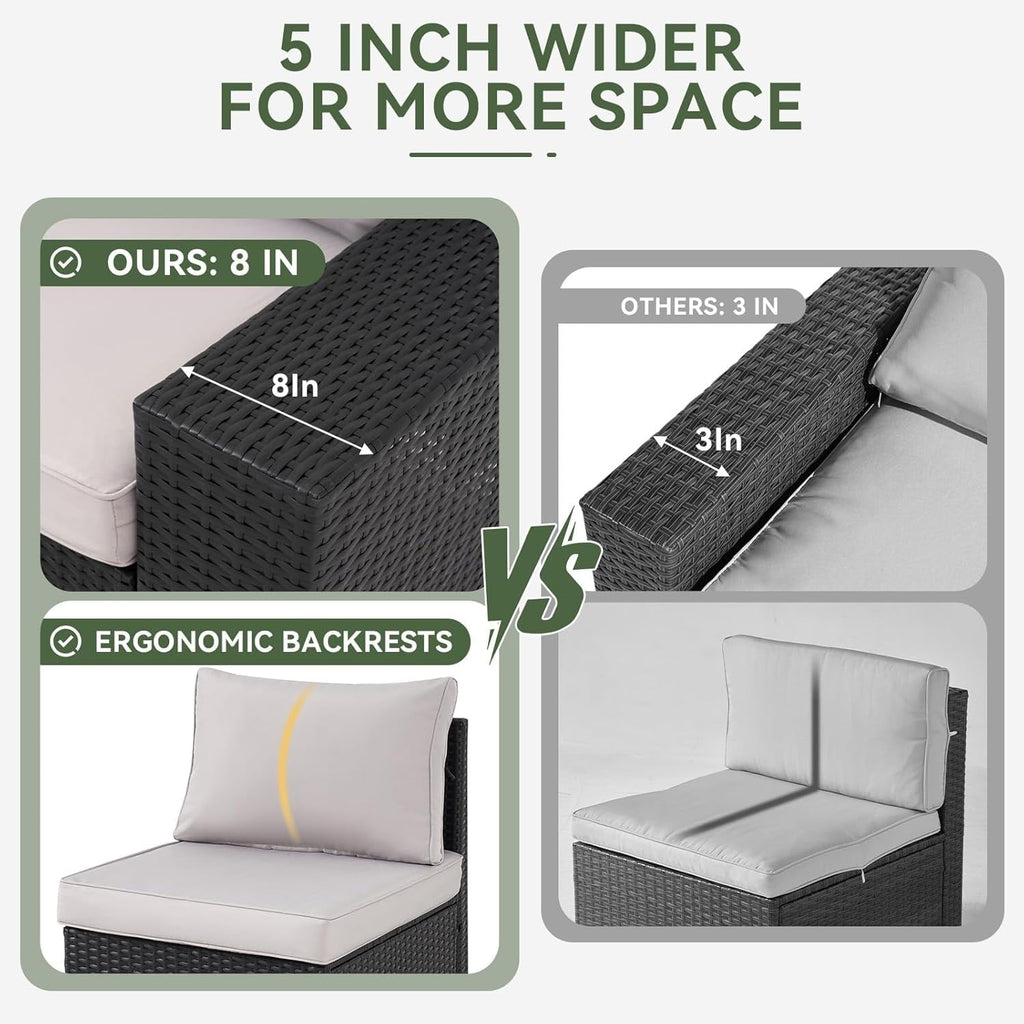 Ensembles de meubles de patio extérieurs avec coussins épais de 4 pouces