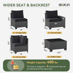 Ensembles de meubles de patio extérieurs avec coussins épais de 4 pouces