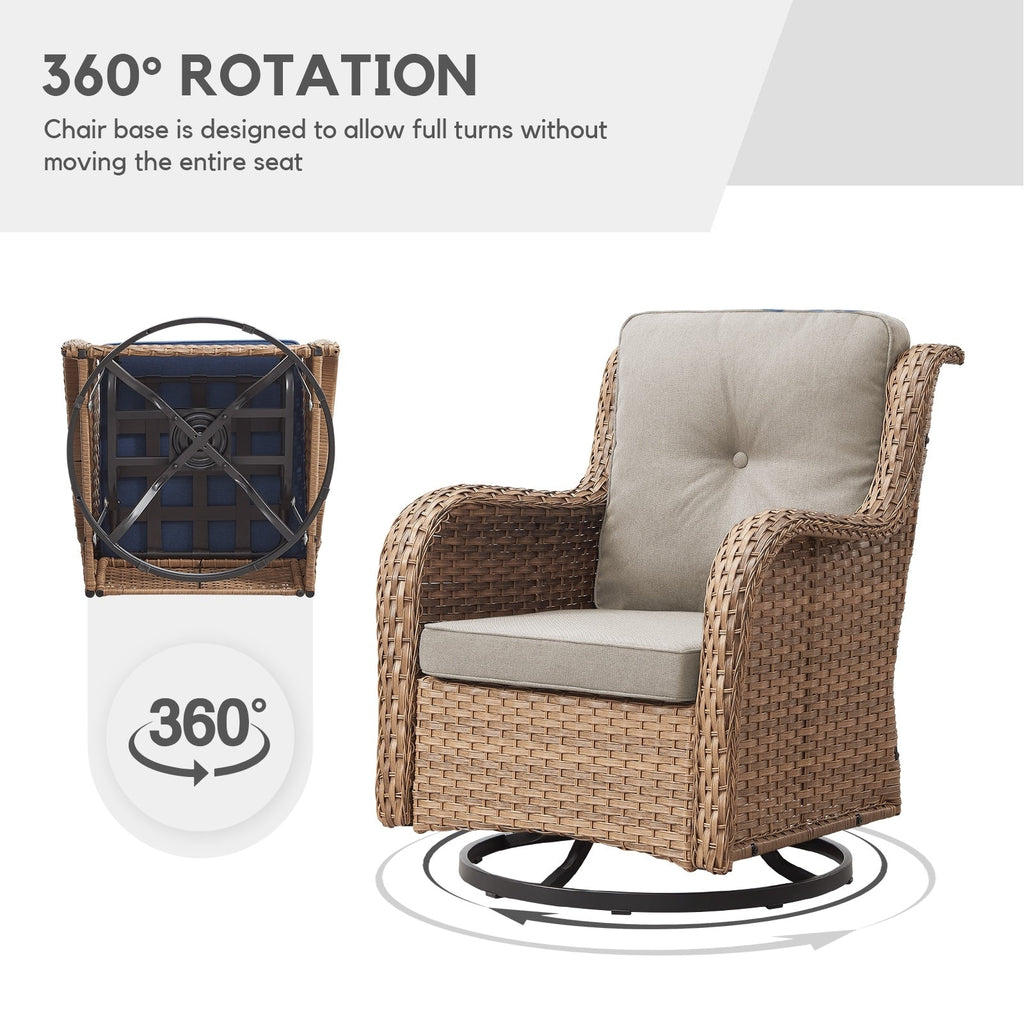 Chaises à bascule d'extérieur en osier Gymojoy avec base pivotante (lot de 2)