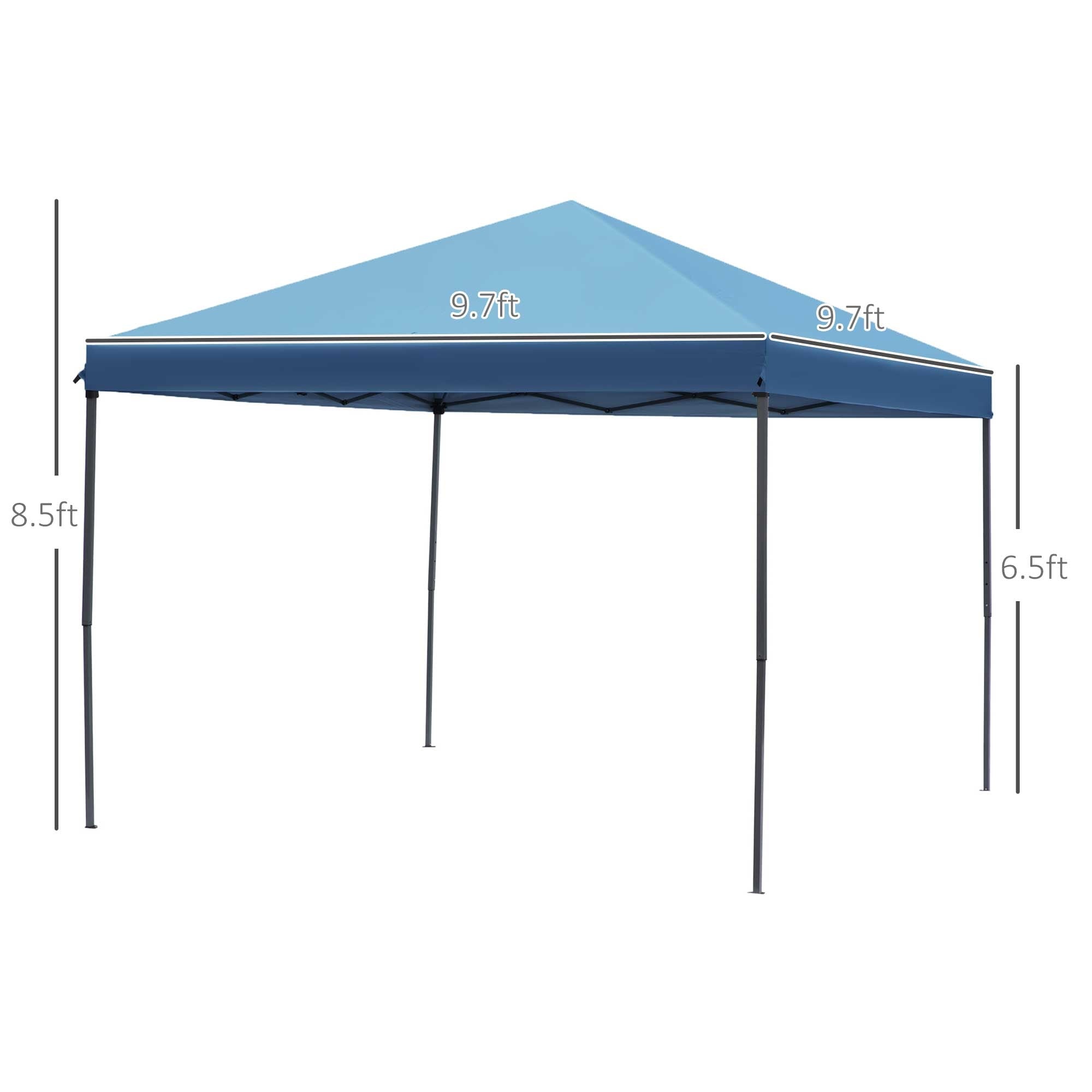 Auvent pop-up robuste Outsunny 10' x 10' avec filet latéral amovible en maille, conception facile à installer, événement de fête en plein air