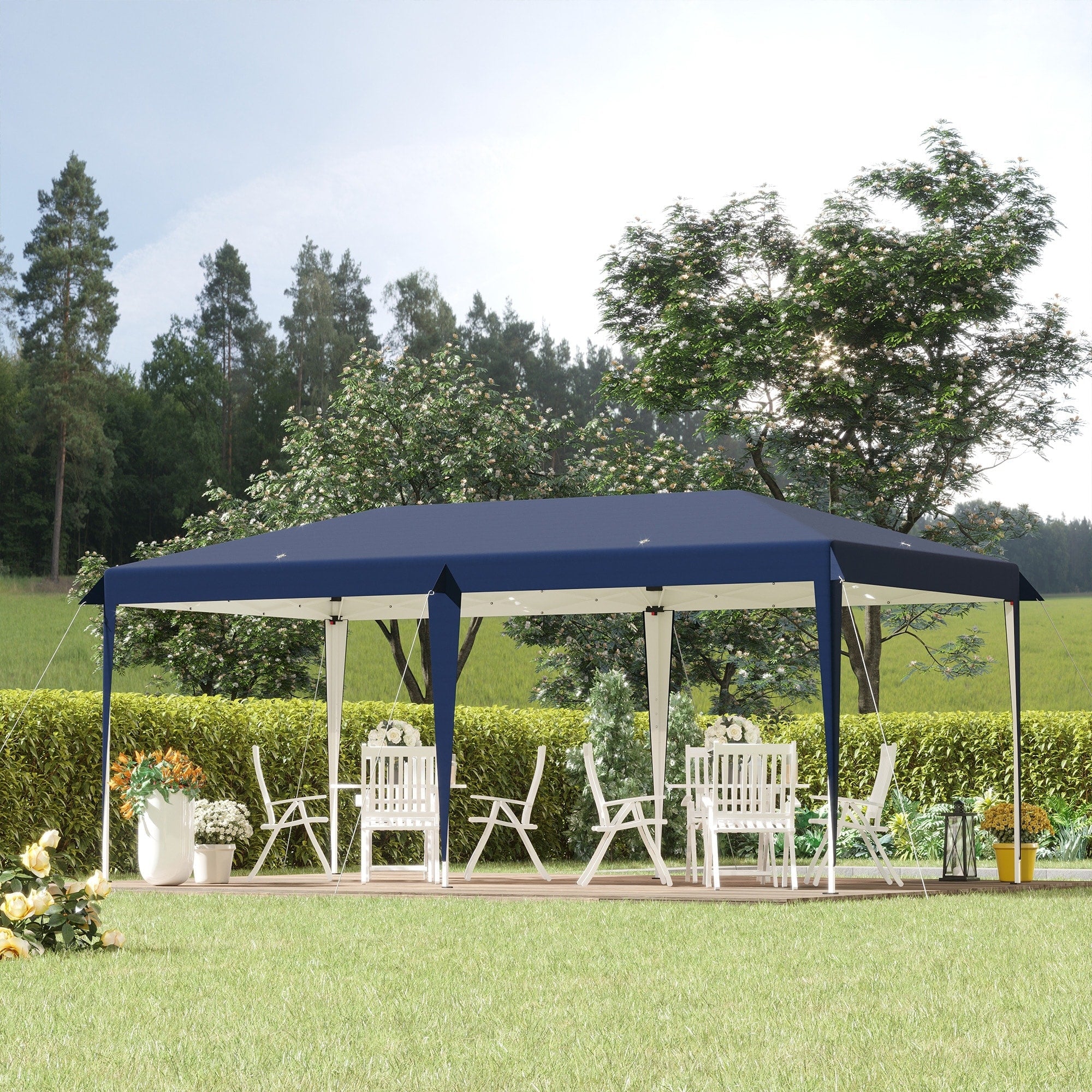 Auvent pop-up robuste Outsunny avec cadre robuste, toit anti-UV et sac de transport pour terrasse, jardin, plage et arrière-cour