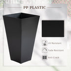 Lot de 3 grands pots de fleurs en plastique Outsunny 28 cm, pour l'intérieur et l'extérieur, pour l'entrée, la terrasse et la cour.