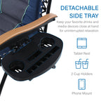 Fauteuil de salon surdimensionné XL rembourré à gravité zéro, accoudoirs larges, inclinable et réglable avec porte-gobelet - N/A