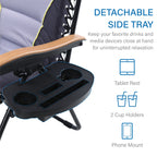 Fauteuil de salon surdimensionné XL rembourré à gravité zéro, accoudoirs larges, inclinable et réglable avec porte-gobelet - N/A