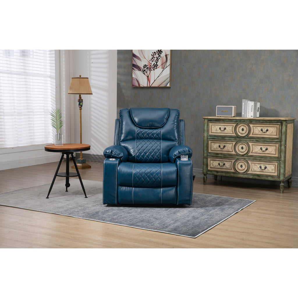 Fauteuil inclinable électrique surdimensionné en cuir PU avec fonction massage, chauffage lombaire, porte-gobelet et inclinaison à 180°