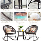 Ensemble bistrot OVIOS 3 pièces avec chaises à bascule et table basse en verre