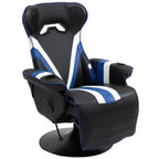 Fauteuil de jeu inclinable sans accoudoirs en PVC avec repose-pieds, porte-gobelets et coutures en losange