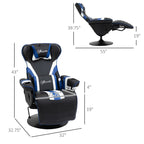 Fauteuil de jeu inclinable sans accoudoirs en PVC avec repose-pieds, porte-gobelets et coutures en losange