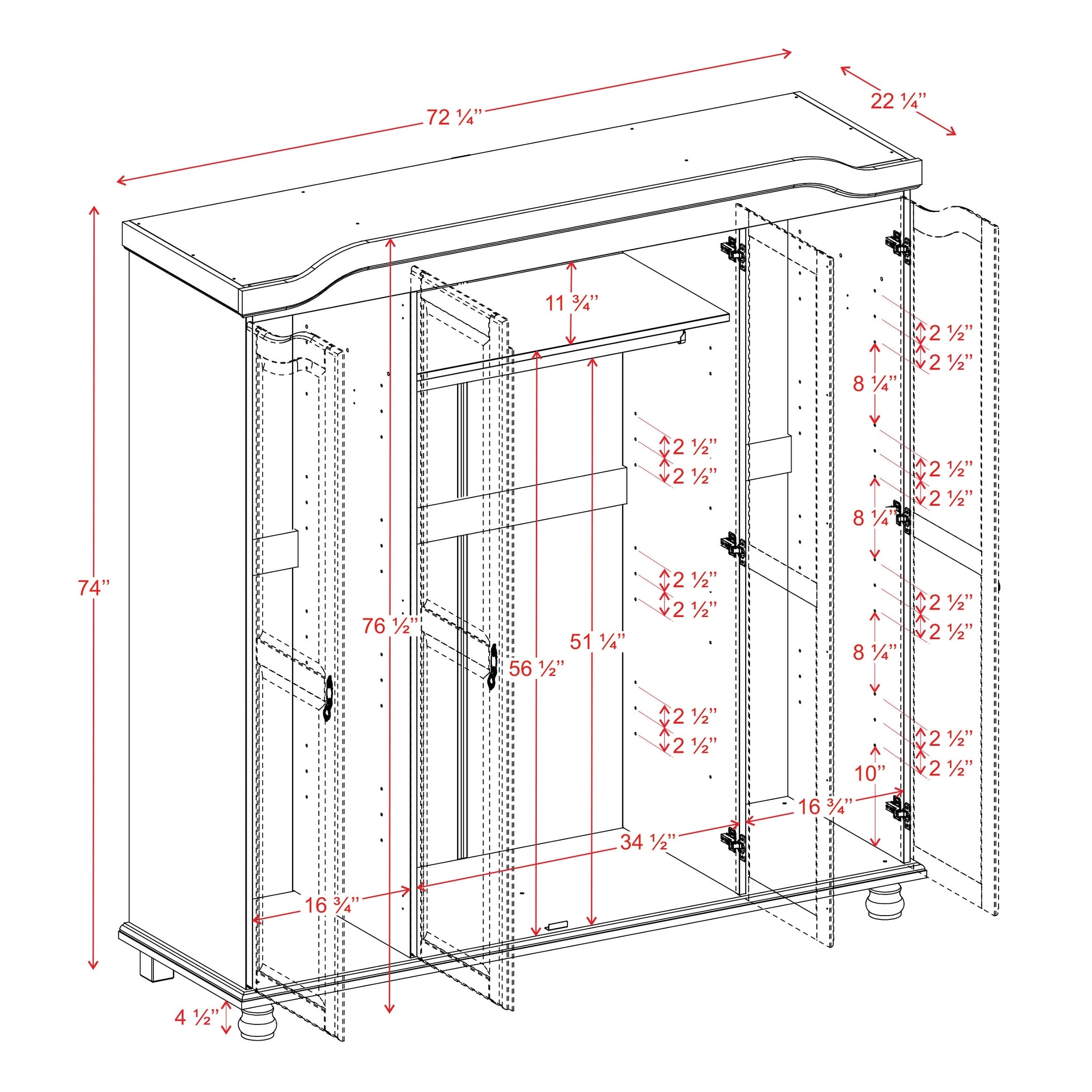 Armoire penderie 4 portes Kyle 100 % bois massif de Palace Imports avec portes en bois massif ou en miroir