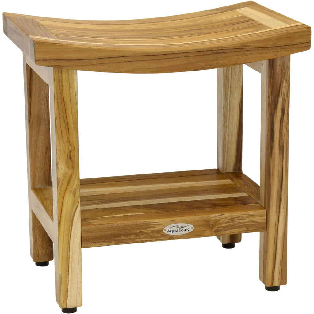 Banc de douche breveté en teck Sumba avec étagère