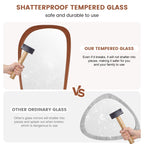 Miroir mural asymétrique en forme de pavé avec cadre en pin