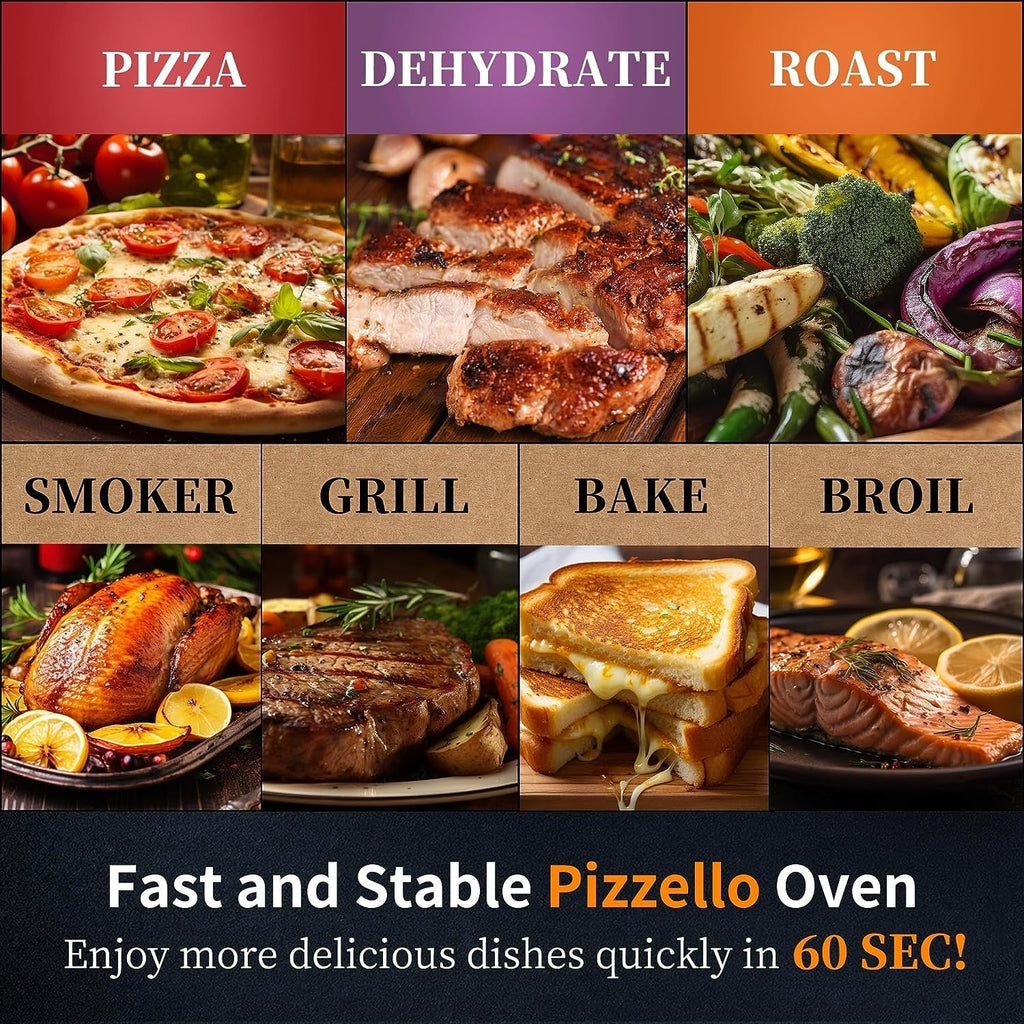 Four à pizza extérieur multi-combustible, machine à pizza cuite sur pierre avec brûleur à gaz et boîte à bois - 12 pouces
