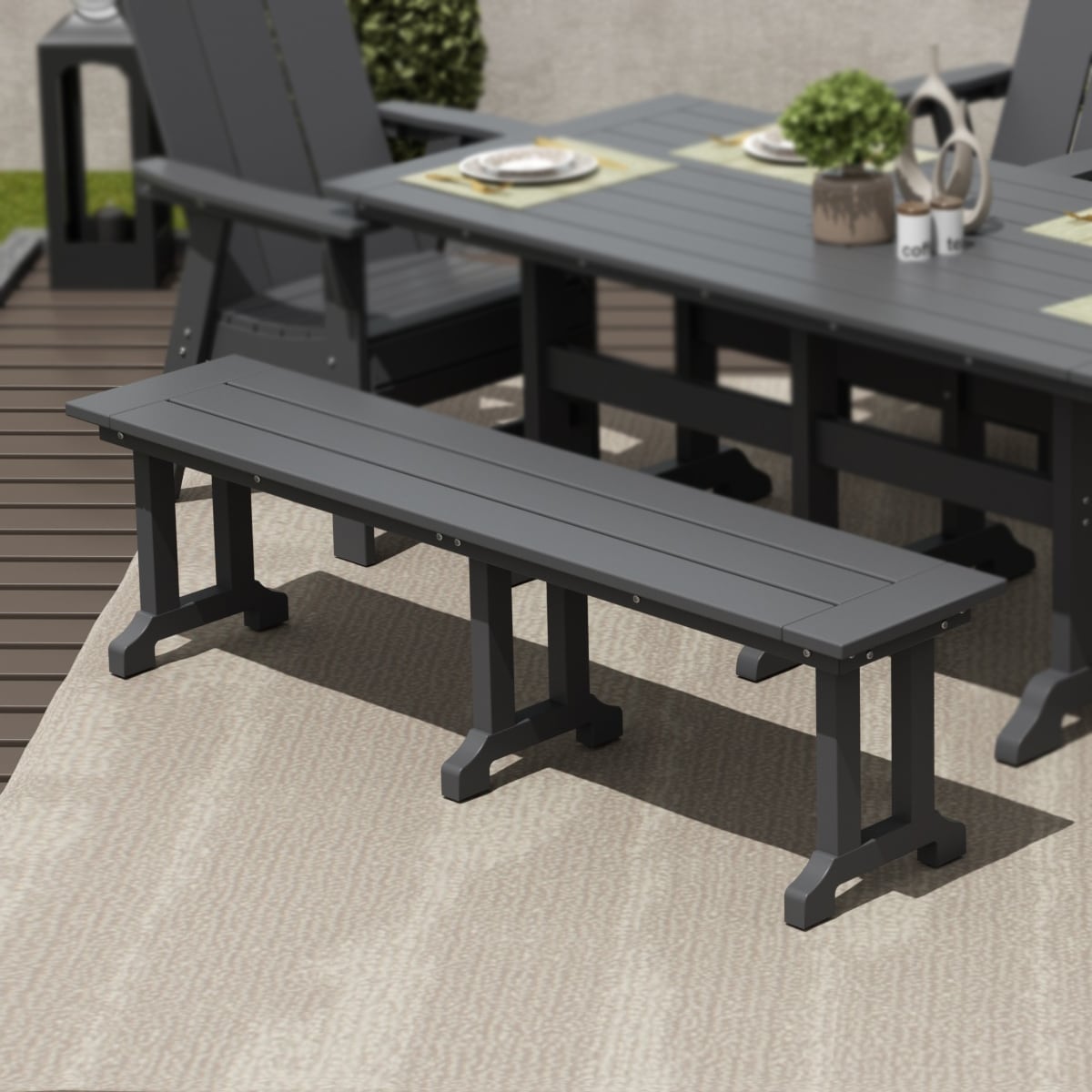 Banc de terrasse extérieur Polytrends Laguna en PEHD toutes saisons 65