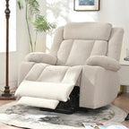 Fauteuil releveur électrique pour personnes âgées, en tissu, avec repose-pieds allongé, 2 porte-gobelets, poches latérales et télécommande.