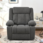 Fauteuil releveur électrique pour personnes âgées, en tissu, avec repose-pieds allongé, 2 porte-gobelets, poches latérales et télécommande.