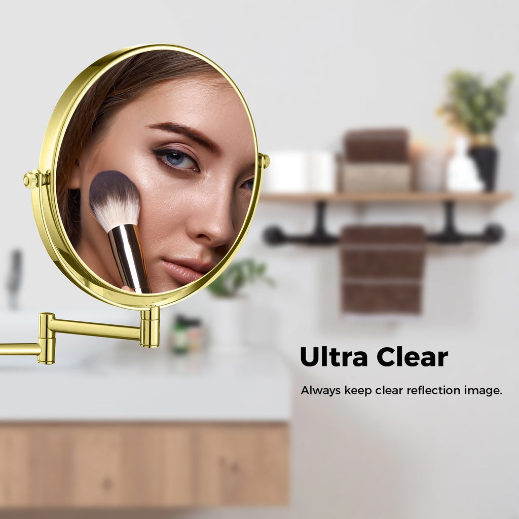 Miroir de maquillage mural rond de 8 pouces pour salle de bain, rechargeable, grossissement 1x/10x, 3 couleurs d'éclairage