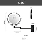 Miroir de maquillage mural rond de 8 pouces pour salle de bain, rechargeable, grossissement 1x/10x, 3 couleurs d'éclairage